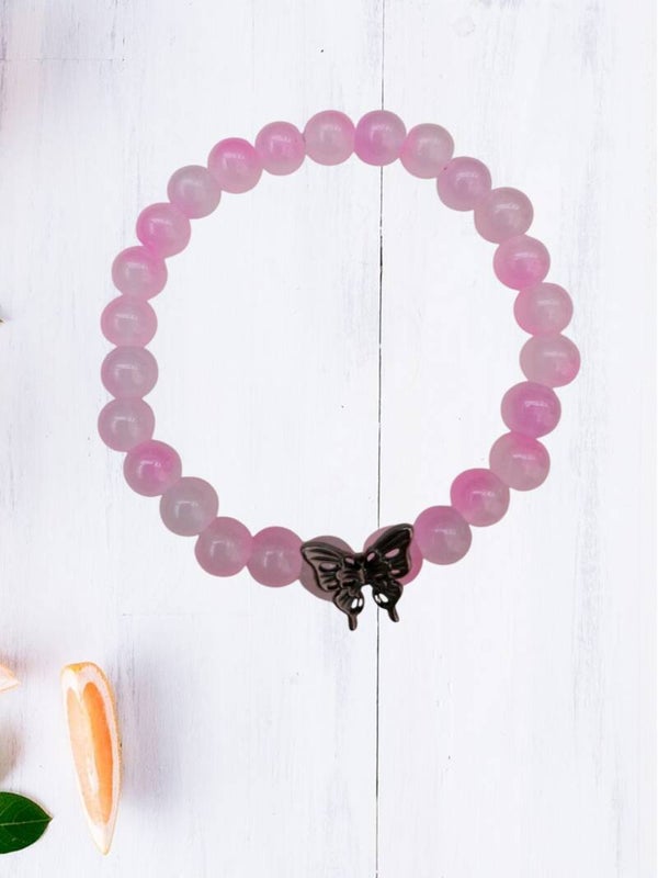 BRACLET PERLE DE VERRE ROSE