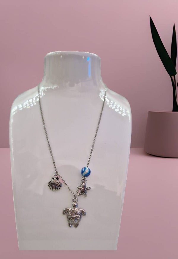 COLLIER PERLE BLEU  ARGENT