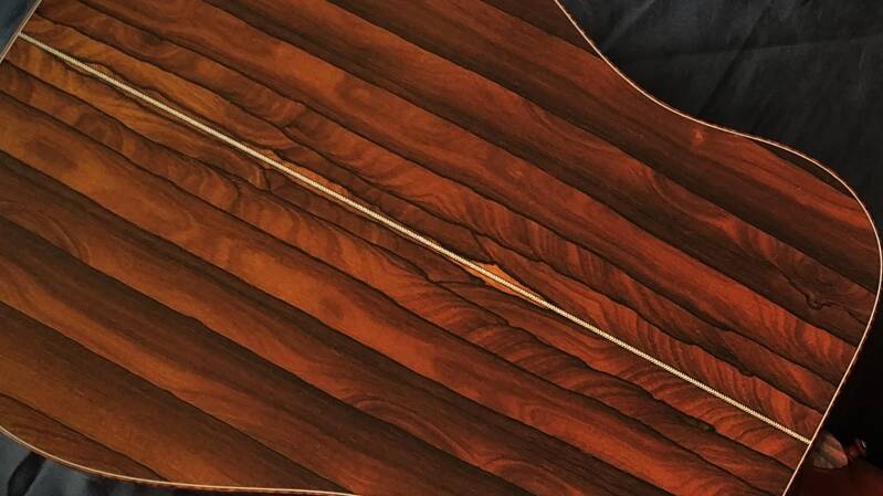 Northwood guitars Ziricote Dreadnought guitar back.