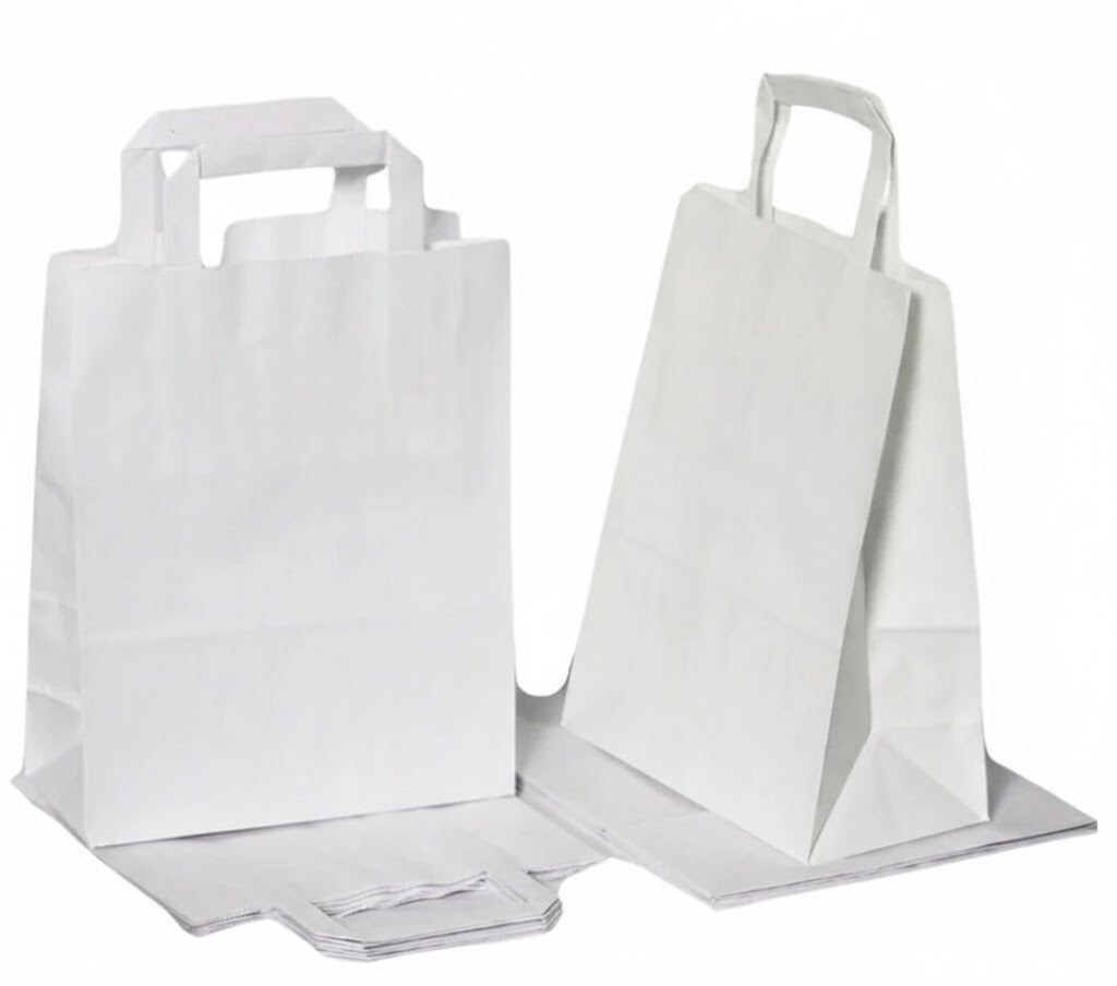 Papieren draagtas wit 26 + 17 x 25 cm - 50 stuks