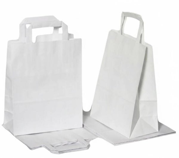 Papieren draagtas wit 32 + 17 x 26 cm - 50 stuks