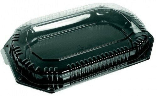 10x cateringschalen met deksel, 33.5cm, tapas schaal, hard plastic servies