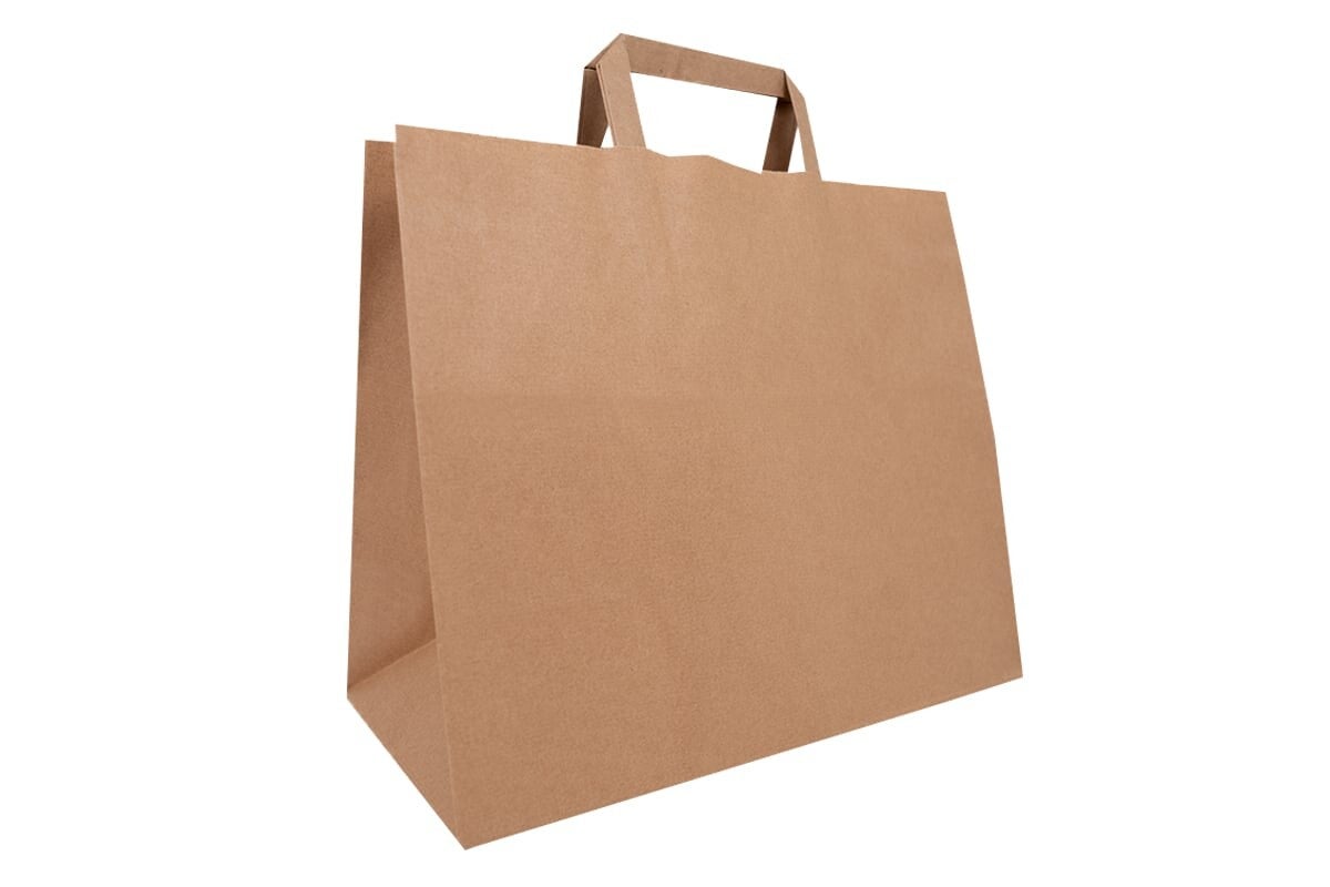 Papieren draagtas wit 32 + 17 x 26 cm - 50 stuks