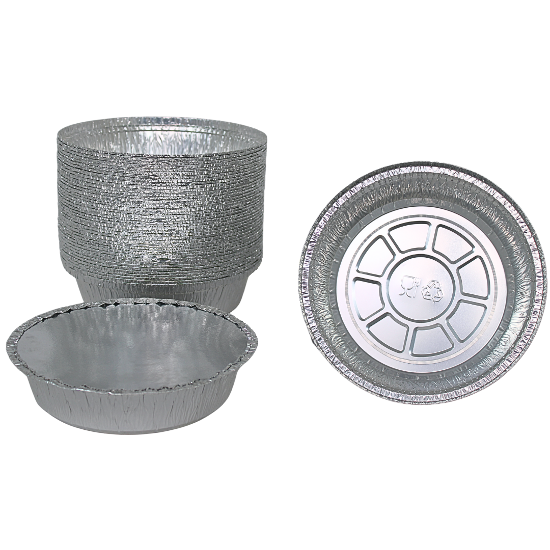 100x Aluminium Bakjes inclusief deksel (770ML) rond