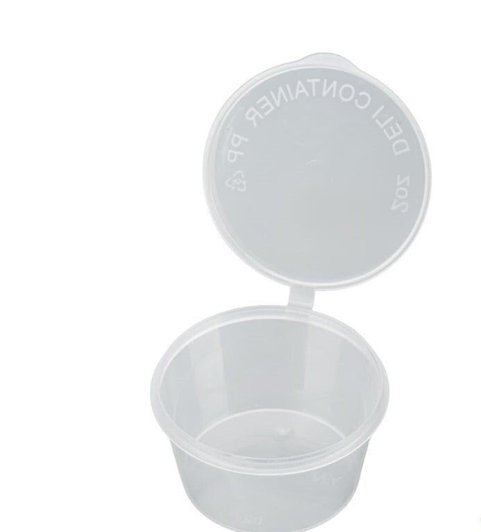 100x Sauscup met vaste deksel 50/60cc - 2 oz Transparant