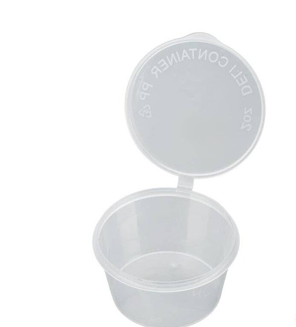 100x Sauscup met vaste deksel 50/60cc - 2 oz Transparant