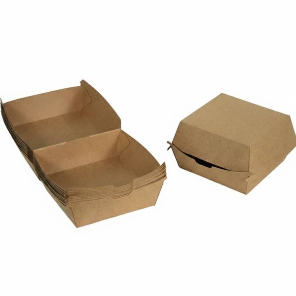 Stevig Hamburgerbakje Kraft, Golfkarton, BIO 50st