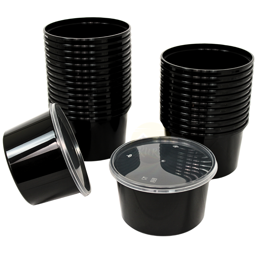 50x plastic potjes inclusief deksels (350cc) magnetronbakjes