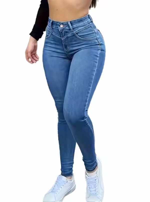Jeans serrés taille haute en détresse Slim Fit Versatile Fashion Jeans pour femmes