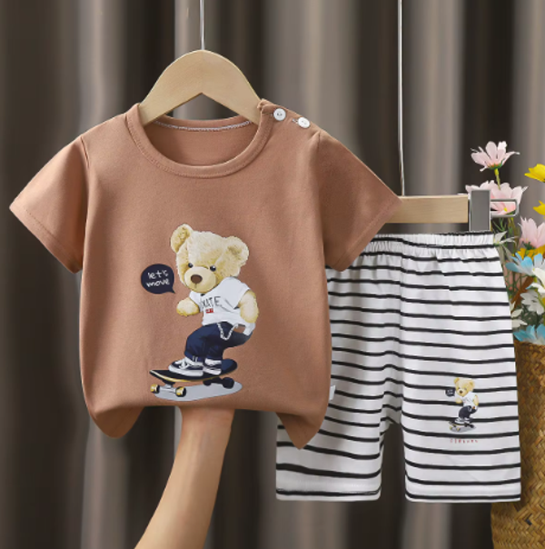 Vêtements pour enfants à manches courtes costume bébé été coton enfants enfants ensemble garçons vêtements ensembles