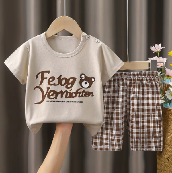 Vêtements pour enfants à manches courtes costume bébé été coton enfants enfants ensemble garçons vêtements ensembles