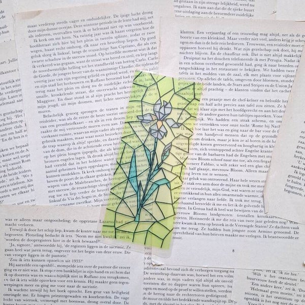 Lelie glas in lood boekenlegger