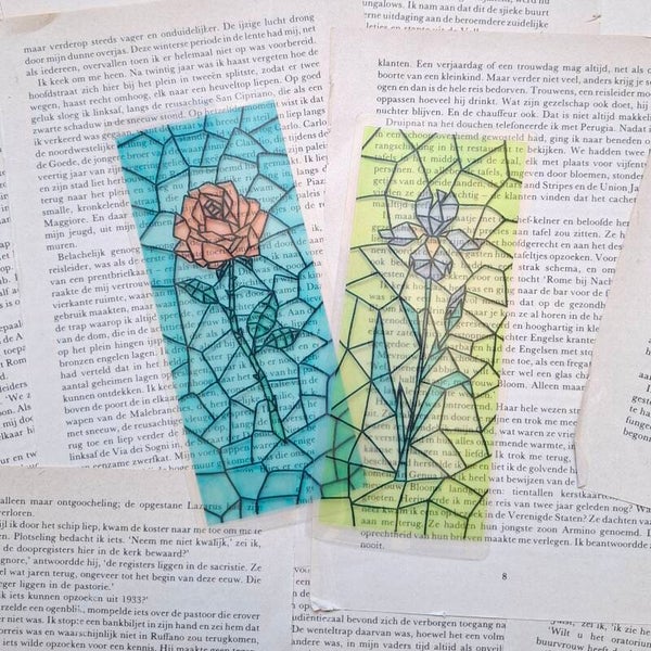 Bloemen bundel glas in lood boekenlegger