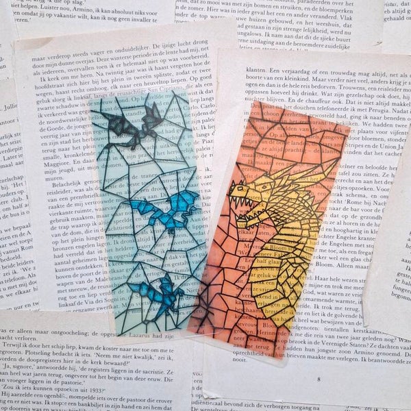 Draken bundel glas in lood boekenlegger