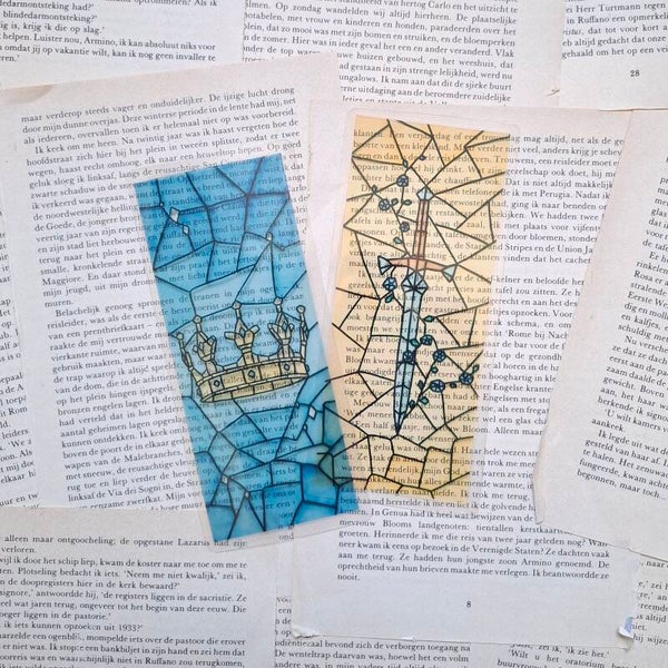 Fantasy bundel glas in lood boekenlegger