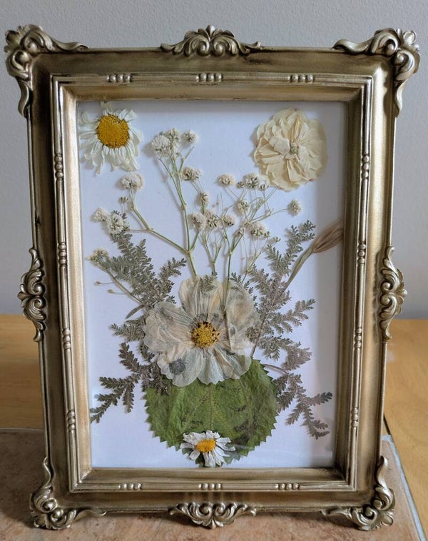 Classic framed pressed flower arrangement