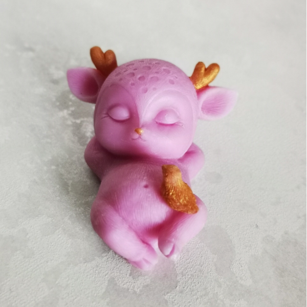 Fondants solides parfumés Cerf rosé violine et son oiseau doré enchanté