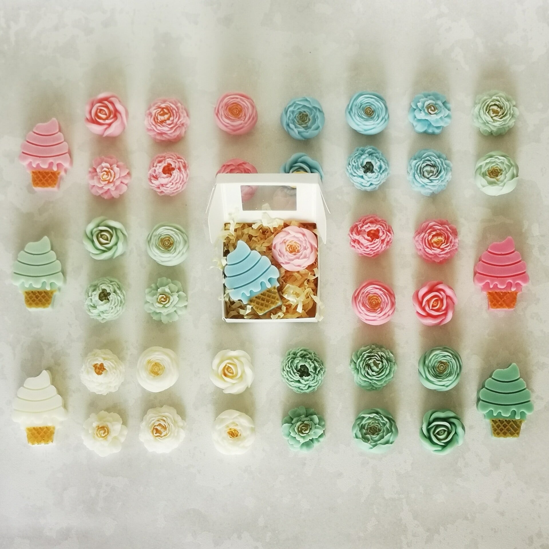 Fondants solides parfumés 1 petite glace et 1 petite fleur