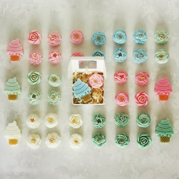 Fondants solides parfumés 1 petite glace et 1 petite fleur