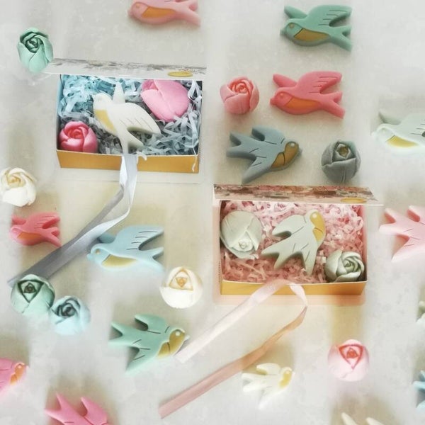 Fondants solides parfumés 1 grand oiseau, 1 tulipe courte et 1 tulipe longue