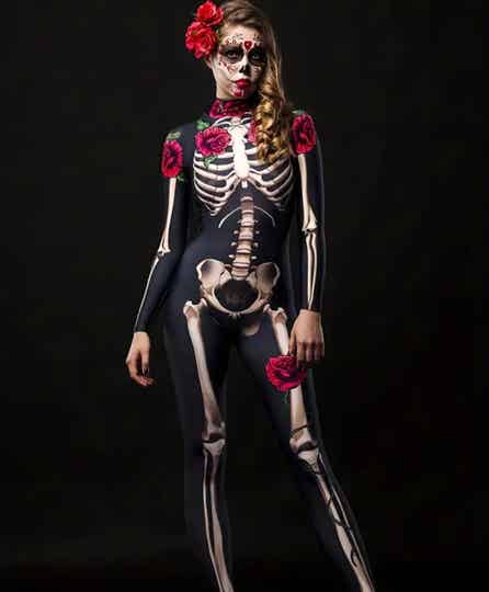 Salopette donna teschio floreale