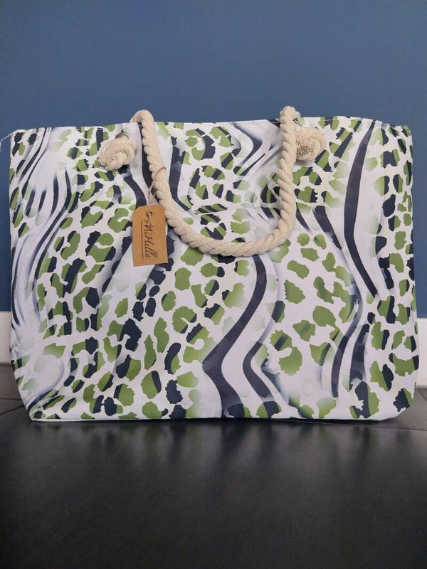 Strandtas panter licht groen