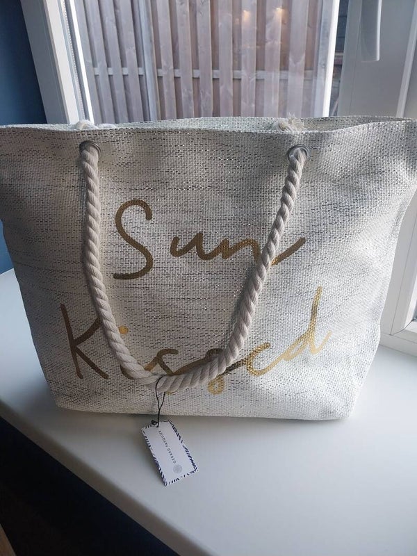 Strandtas sun kissed beige met goud