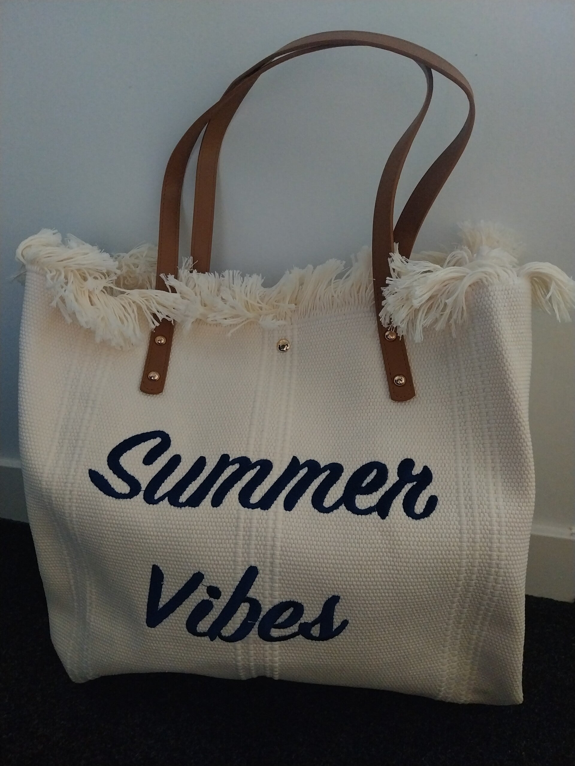 Strandtas summervibes wit