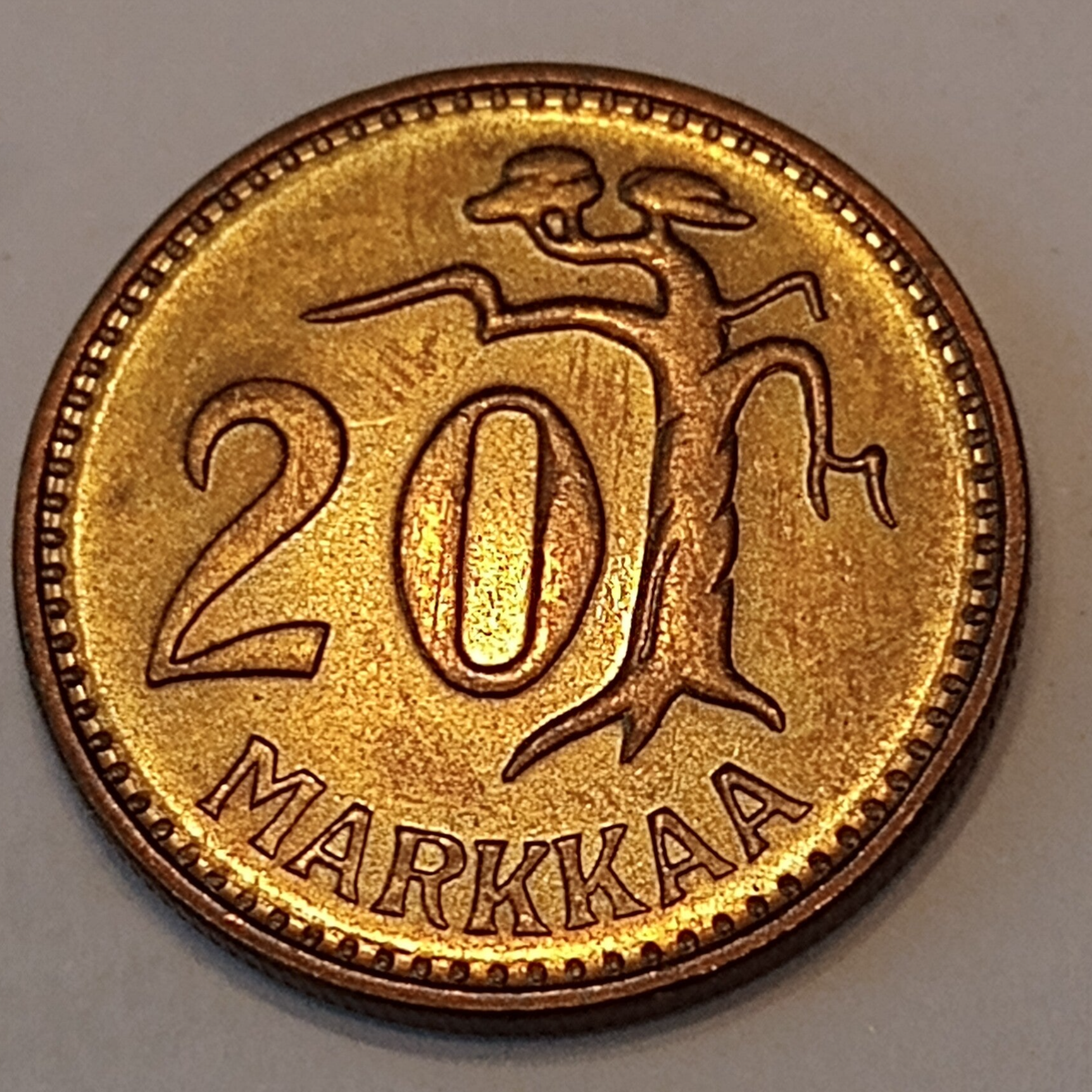 FINLAND* Republic * 20 markkaa *  1962 * Aluminium bronze * Cond. 1++*stamped glans *