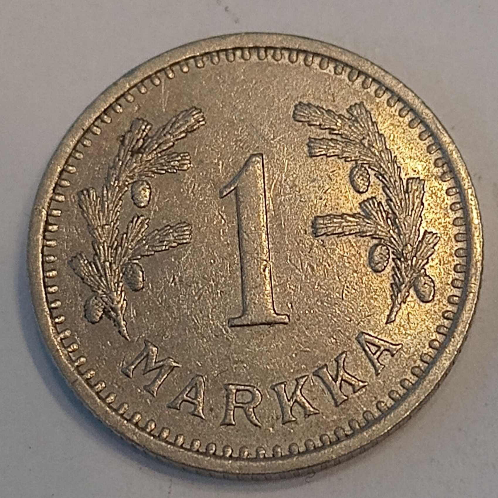 FINLAND* Republic * 1 markkaa * 1940  * Copper nickel * Cond. 1+ *Winter War Year