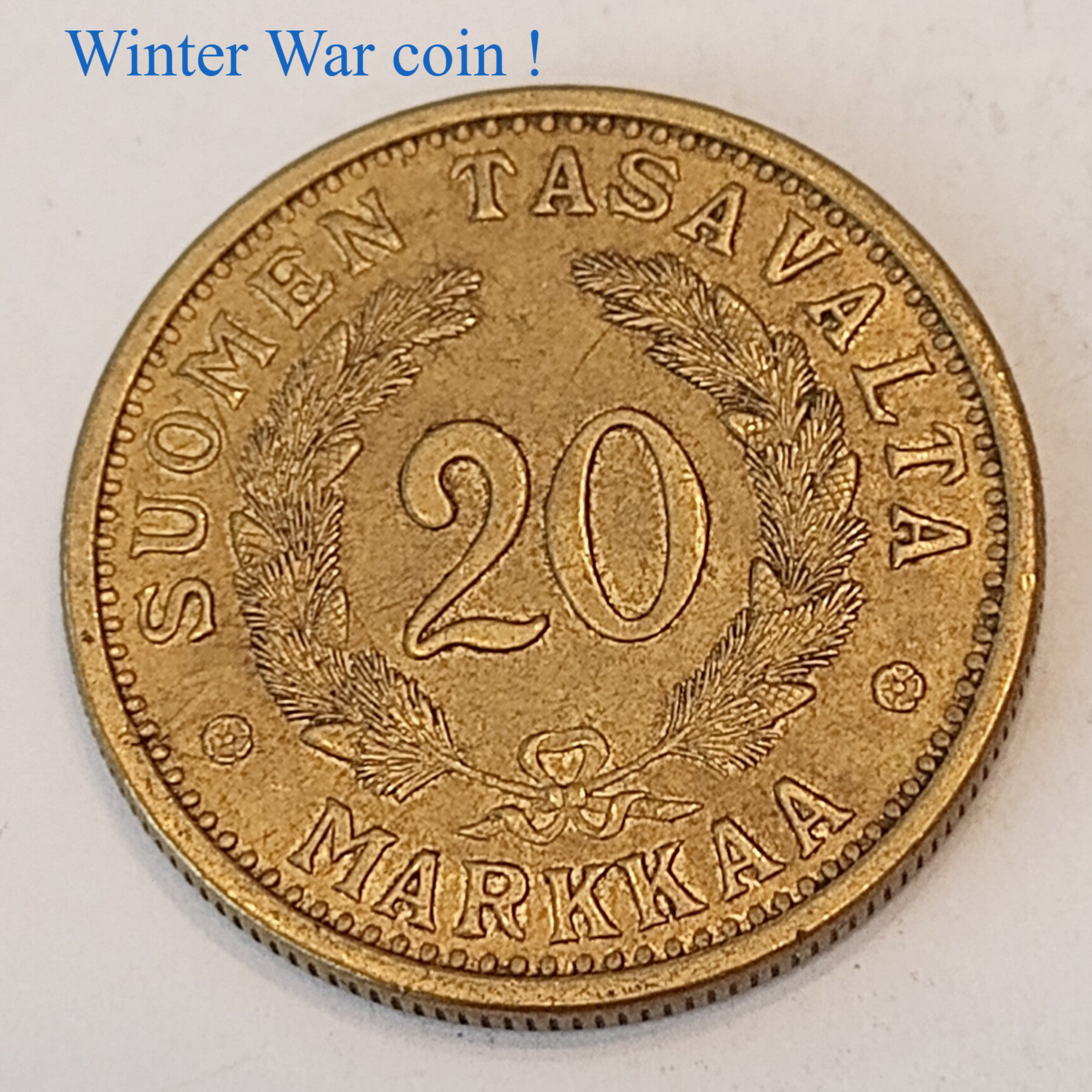 FINLAND* Republic * 20 markkaa *  1939   * Aluminium bronze * Cond. 1+ *