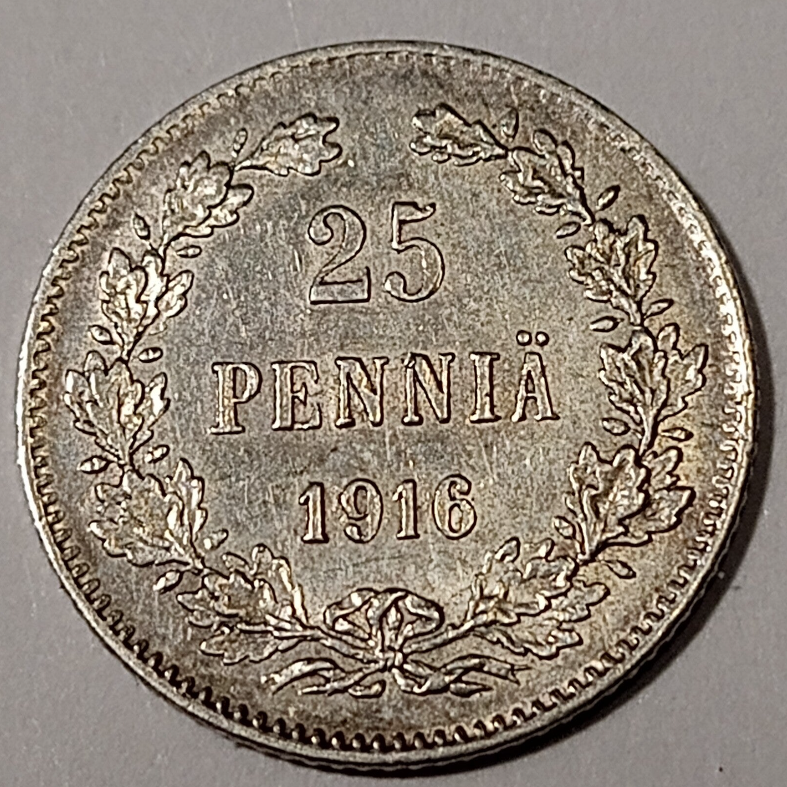 FINLAND *25 penniä  1916 * Silver *Cond.1++ *Empire Nikolaj II