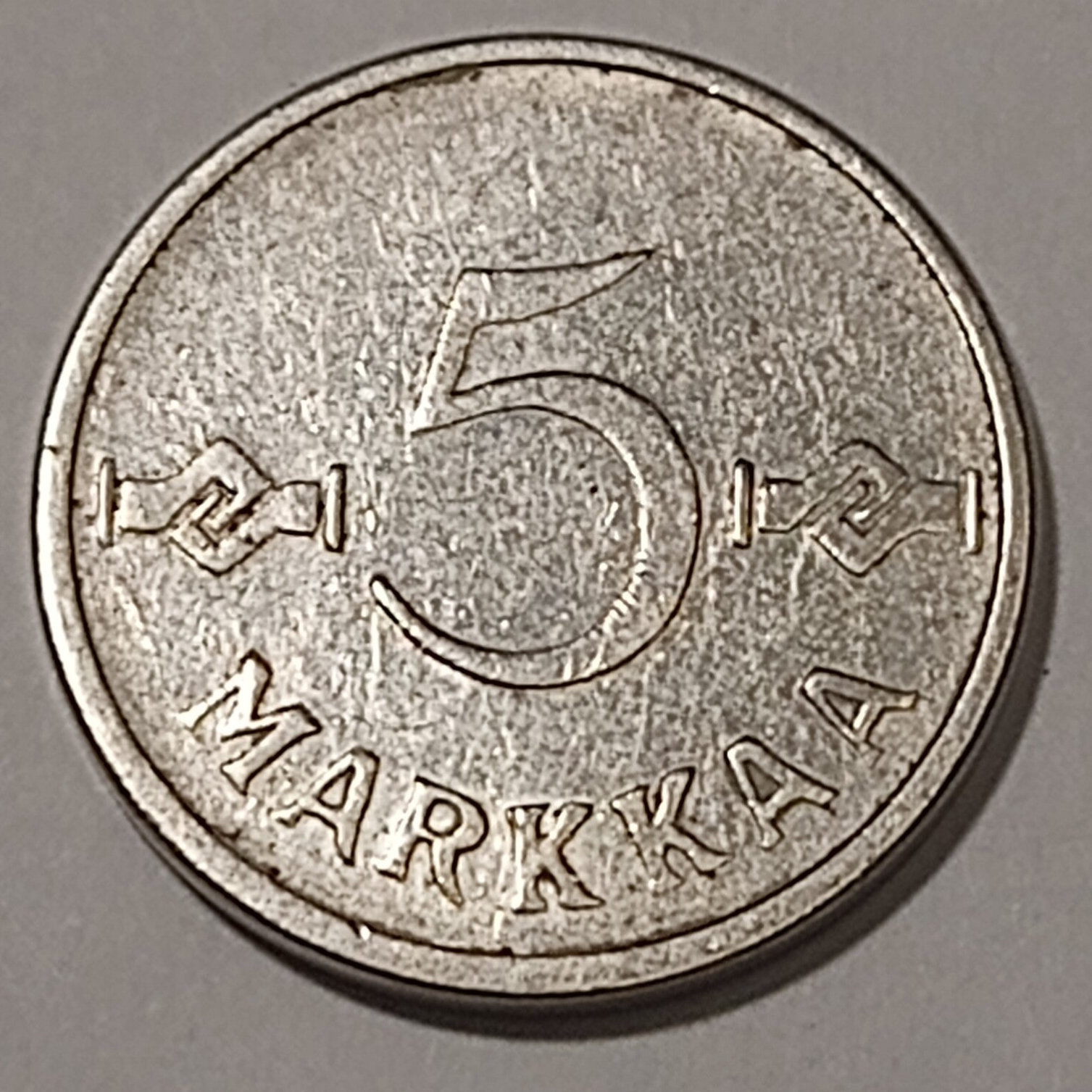 FINLAND* Republic * 5 markkaa *  1958  *Nickel plated Iron* Cond. 1+ *