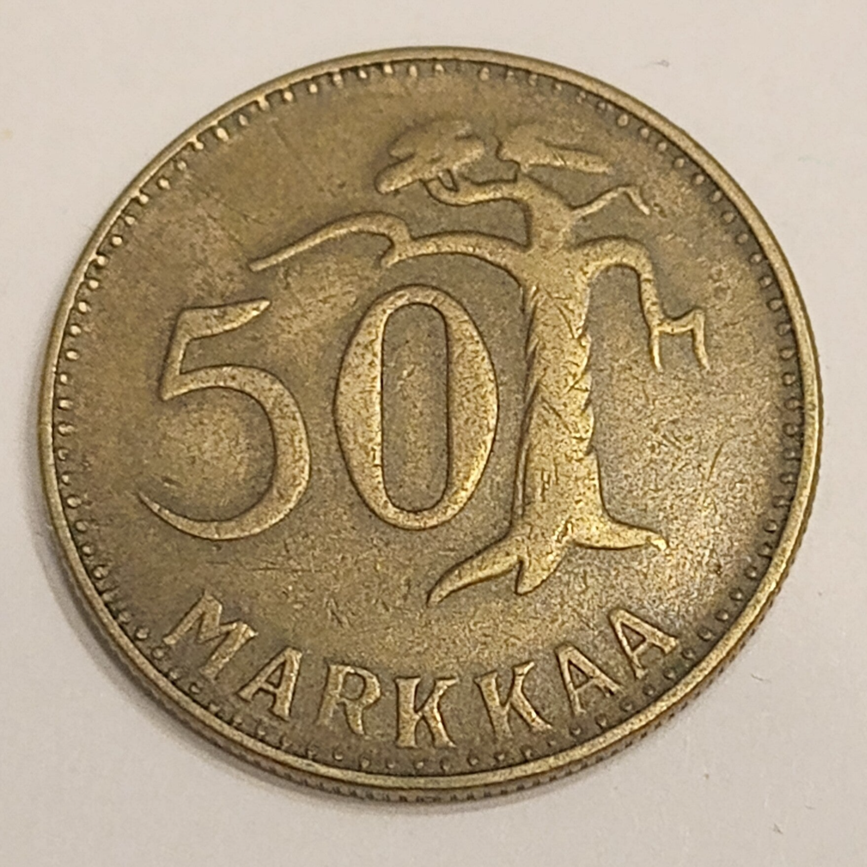 FINLAND* Republic * 50 markkaa *1952 * Aluminium bronze * Cond. 1+ *