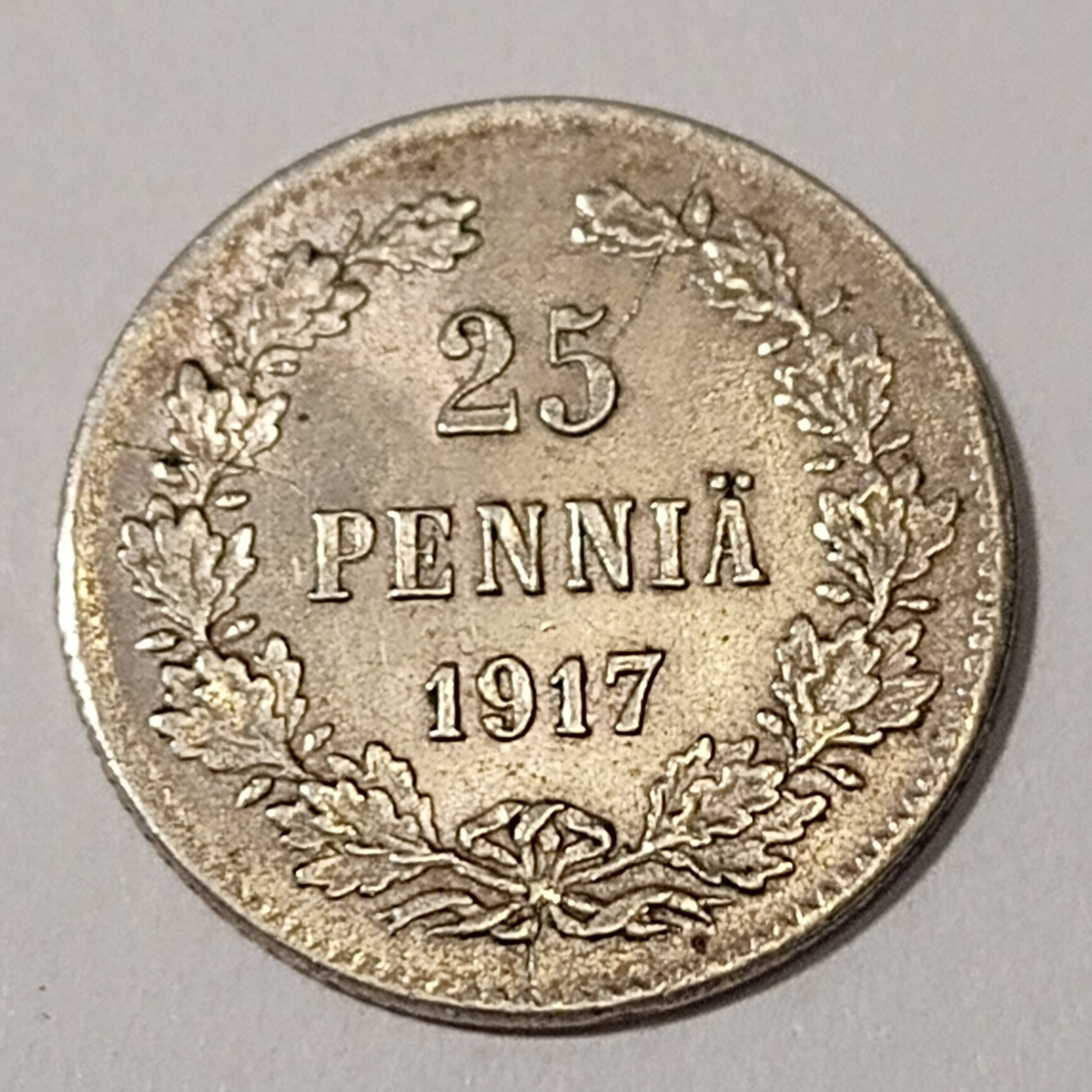 FINLAND *25 penniä  1917 * Silver *Cond.1++ *Empire Nikolaj II