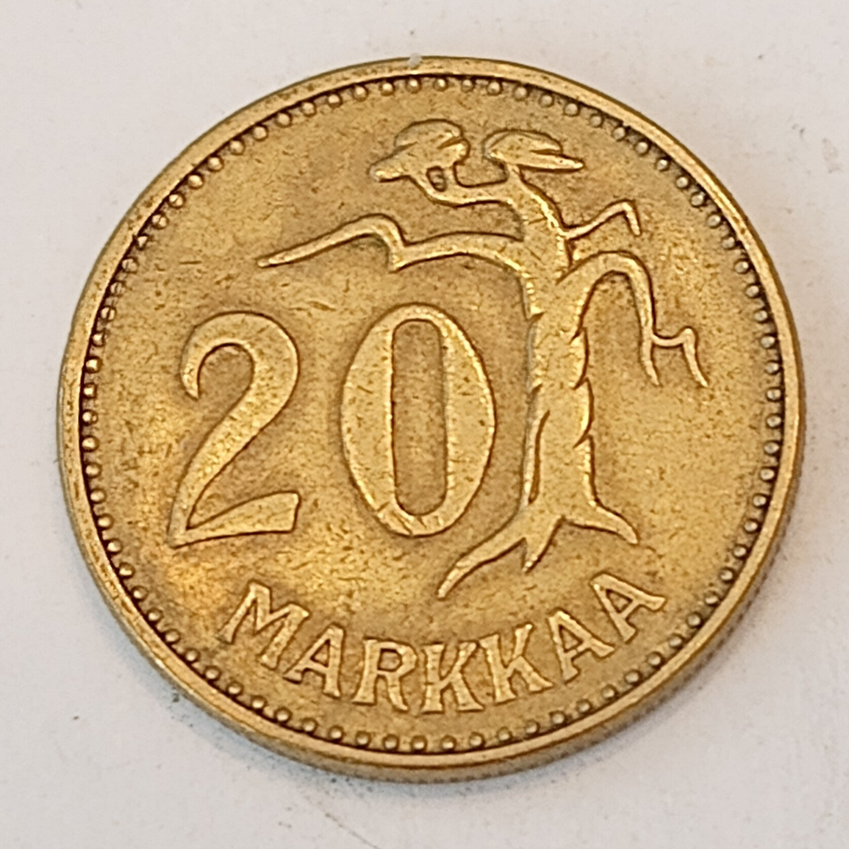 FINLAND* Republic * 20 markkaa *  1954-typ.2   * Aluminium bronze * Cond. 1+ *