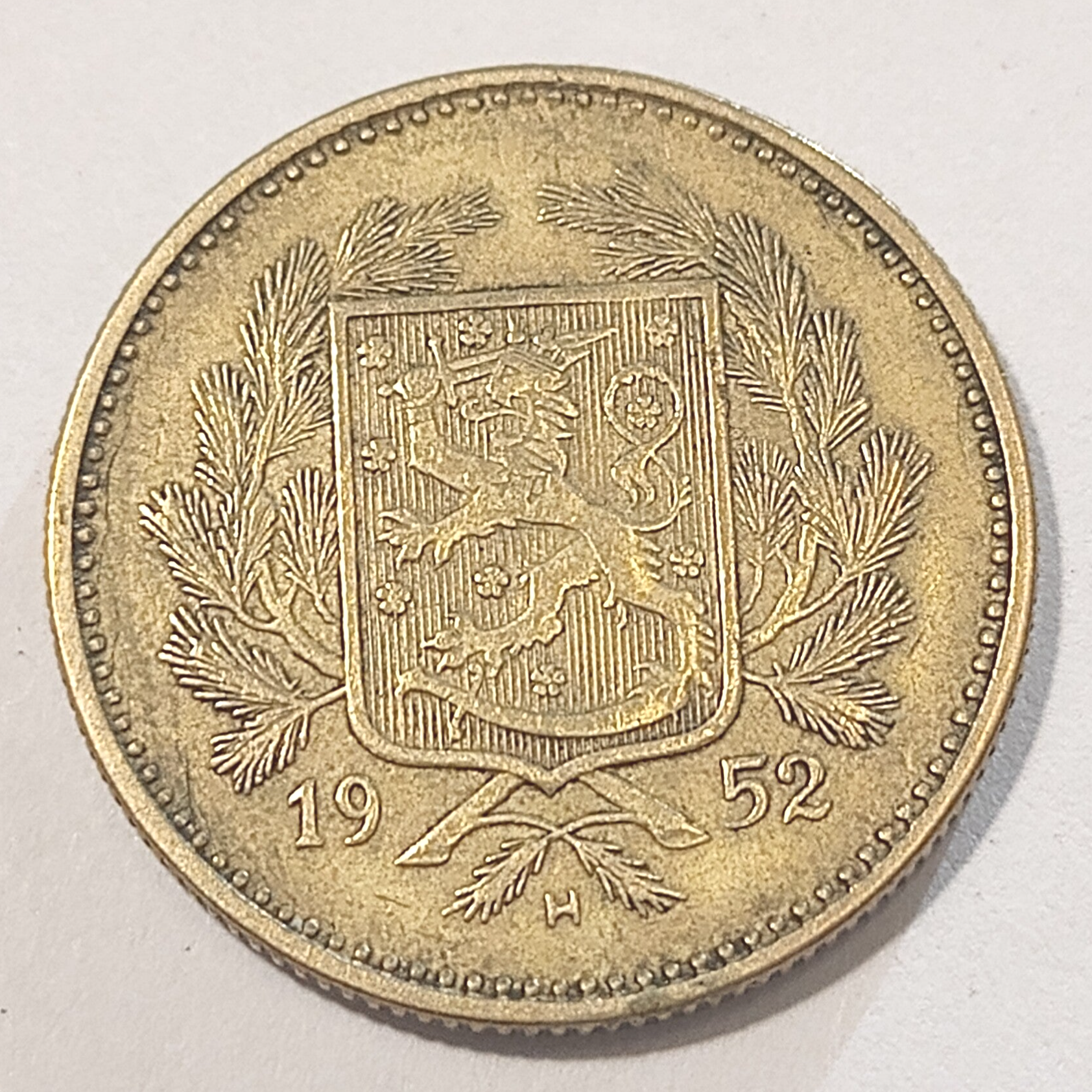 FINLAND* Republic * 5 markkaa *  1952  * Brass * Cond. 1+ *RARE