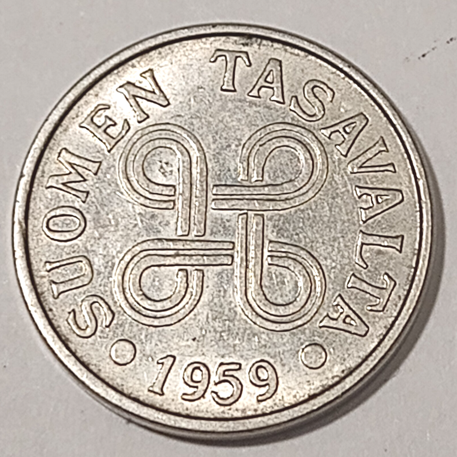 FINLAND* Republic * 5 markkaa *  1959  *Nickel plated Iron* Cond. 1+ *