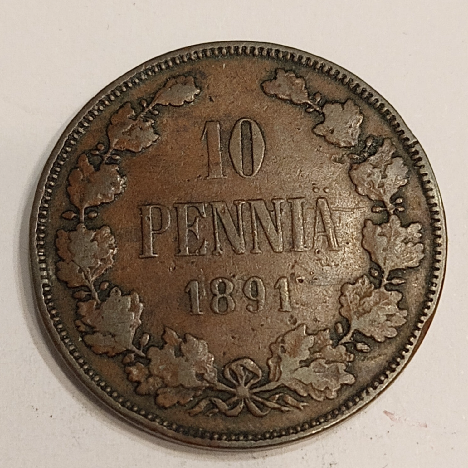 FINLAND * 10 PENNIÄ * 1891* Copper *Cond. 1+/1 +  *Grand Duchy,Empire Alexander III*