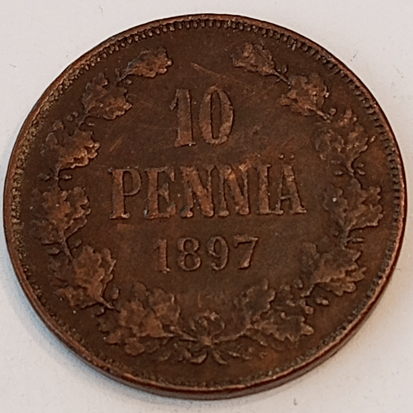 FINLAND * 10 PENNIÄ * 1897* Copper *Cond. 1+  *Grand Duchy,Empire Nikolaj  II*