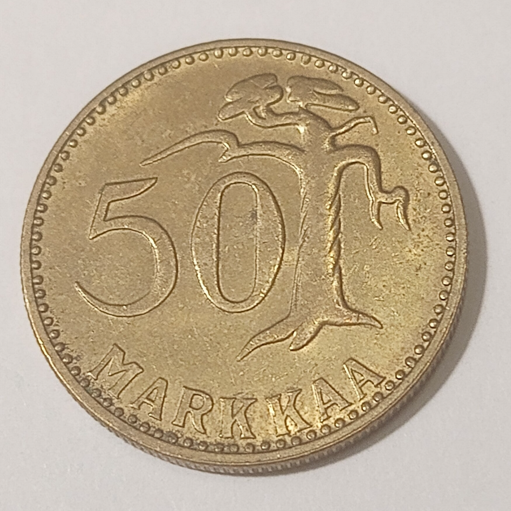 FINLAND* Republic * 50 markkaa *1958  * Aluminium bronze * Cond. 1+ *