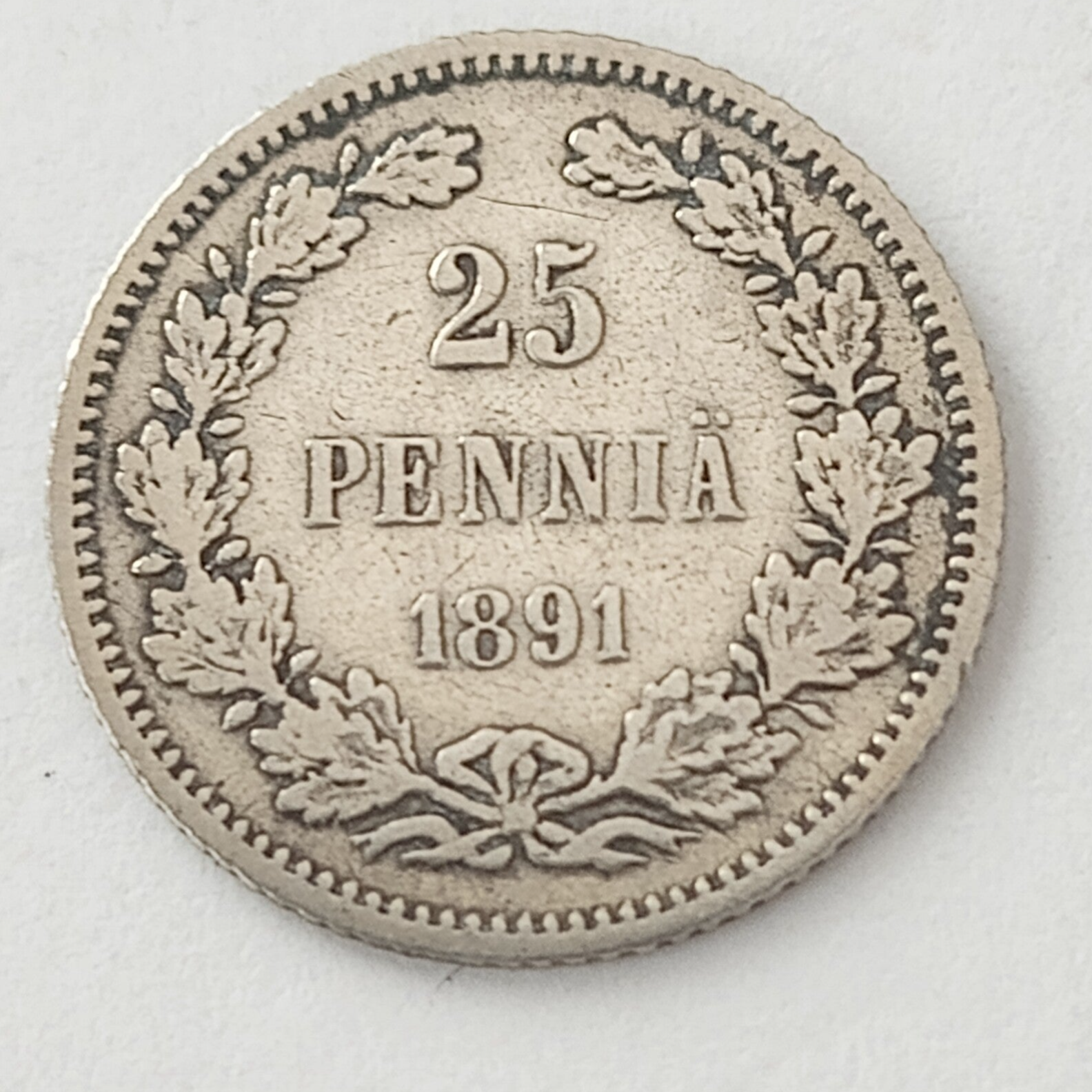 FINLAND *25 penniä  1891  * Silver   * Cond.1+/ 1  *   Empire Alexander III