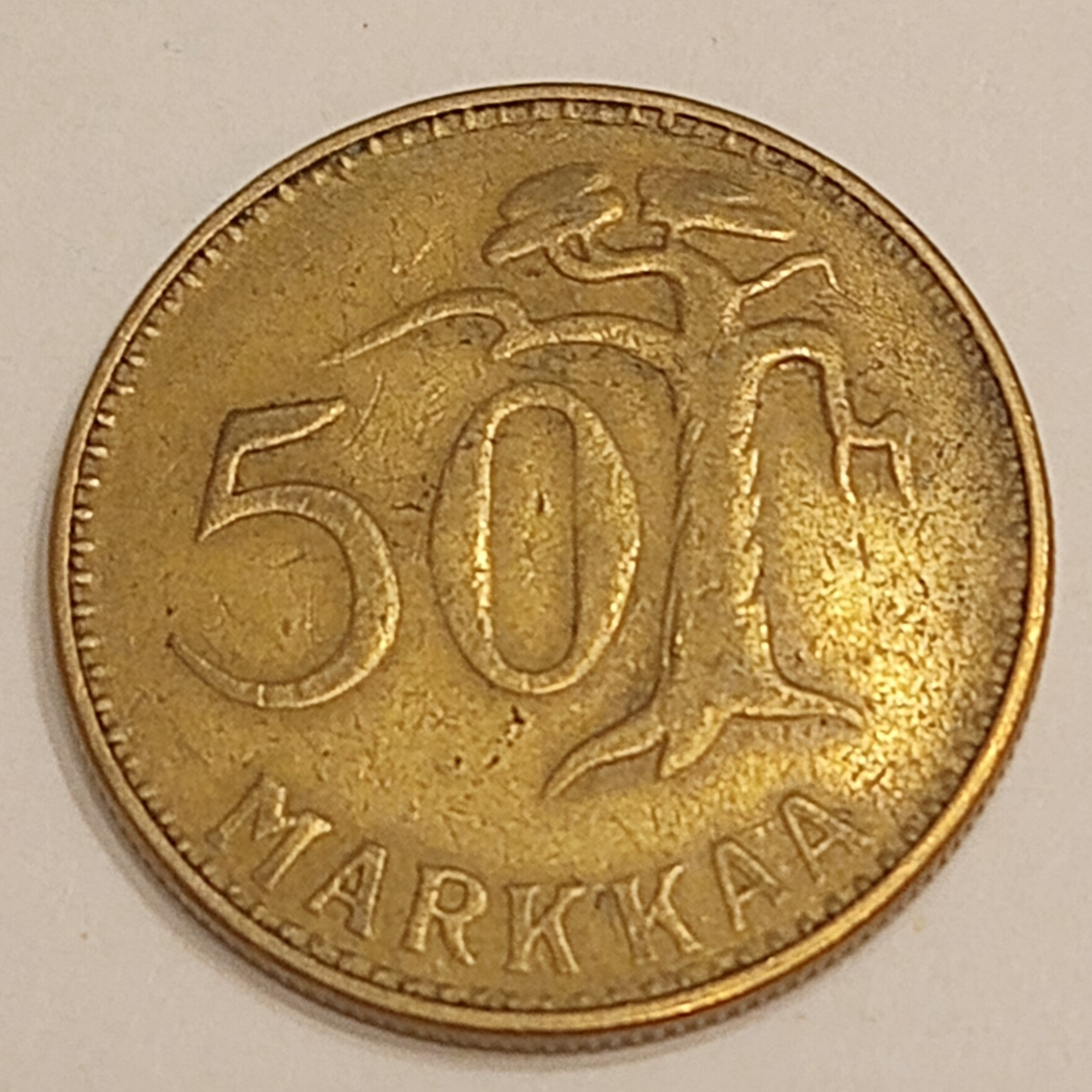 FINLAND* Republic * 50 markkaa *1953 *typ.1* Aluminium bronze * Cond. 1+ *