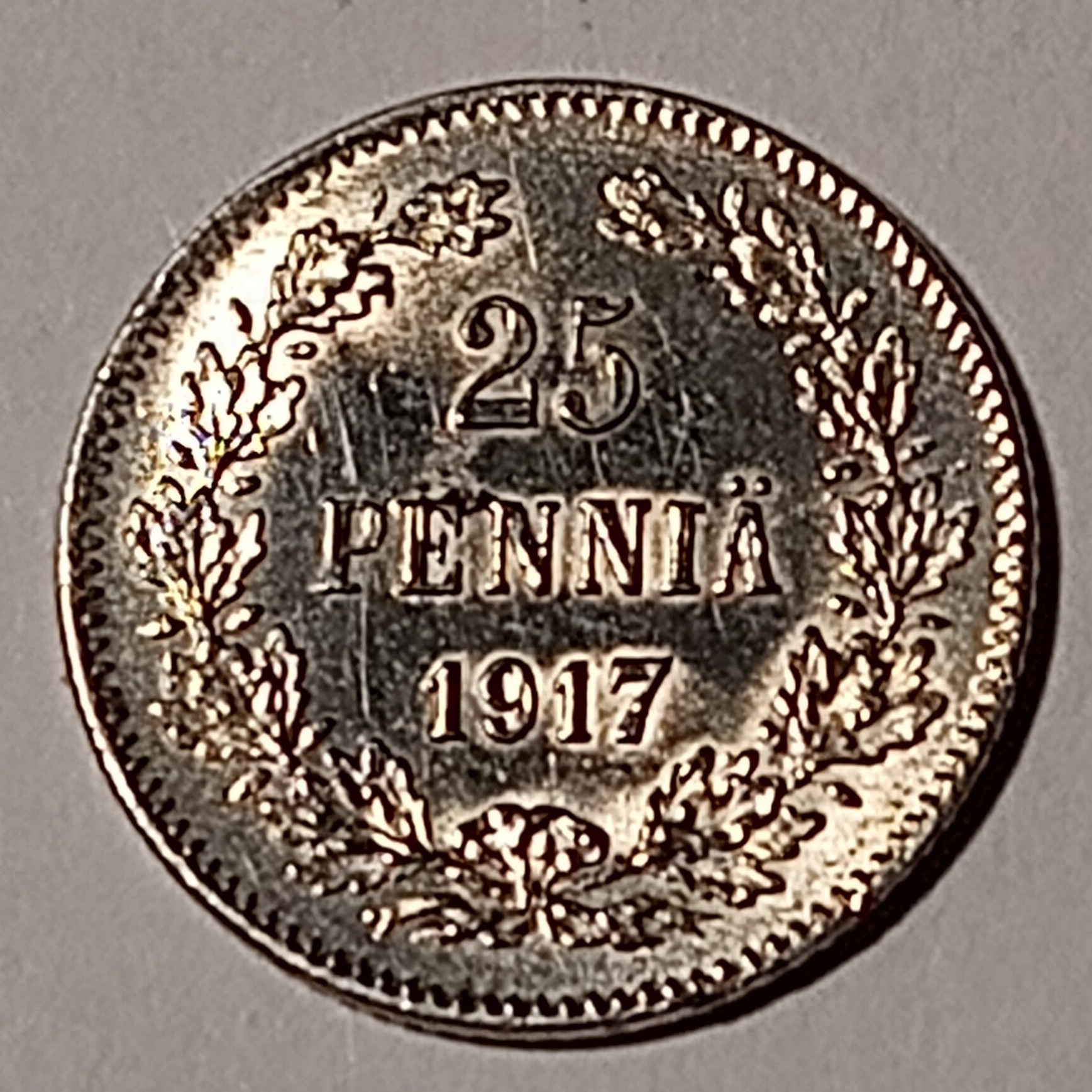 FINLAND *25 penniä  1917 * Silver *Cond.1++ *kerensky
