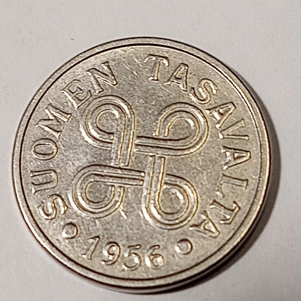 FINLAND* Republic * 5 markkaa *  1956  *Nickel plated Iron* Cond. 1+ *