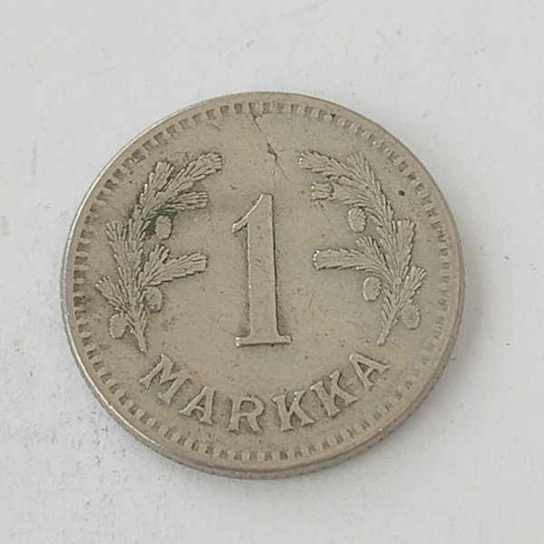 FINLAND* Republic * 1 markkaa *1928  * Copper nickel * Cond. 1+ *