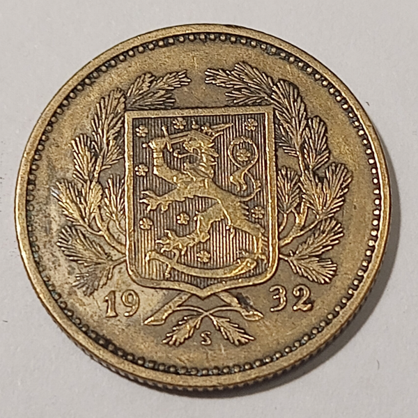 FINLAND* Republic * 5 markkaa *  1932  * Aluminium bronze * Cond. 1+ *RARE
