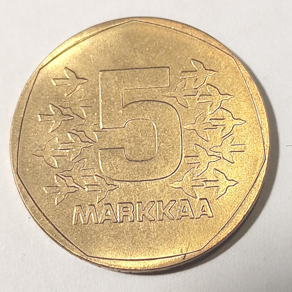 FINLAND* Republic * 5  markkaa *  1973  * aluminium bronze * Cond. near unc*