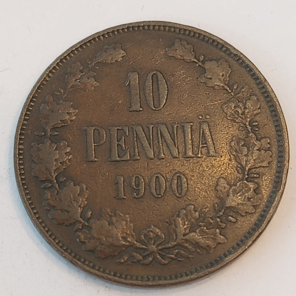 FINLAND * 10 PENNIÄ * 1900* Copper *Cond. 1+  *Grand Duchy,Empire Nikolaj  II*