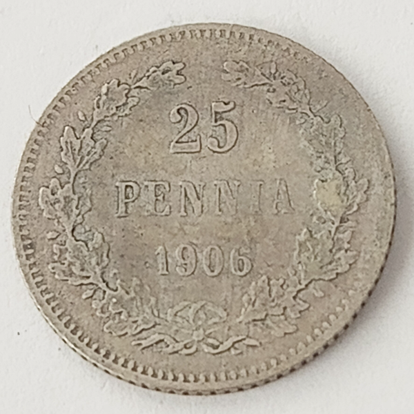 FINLAND *25 penniä  1906  * Silver *Cond.1+ *Empire Nikolaj II